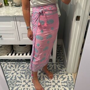 Pink and Blue Women Swim Sarong